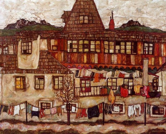 Egon Schiele - casas com roupas penduradas 2
