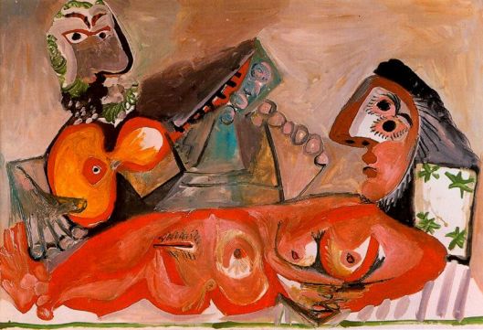 Reclining Nude with a Man Playing the Guitar - 1970-10