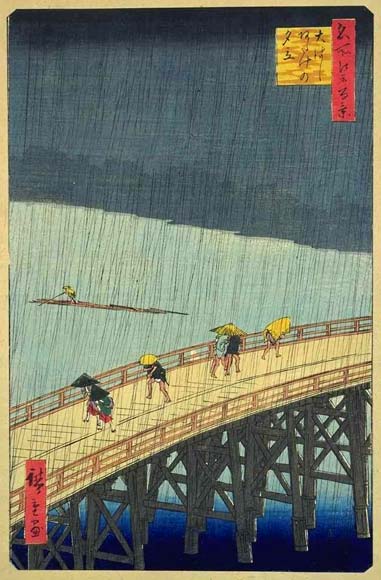 Hiroshige (1797-1858) - 100 vistas de Edo - 52 - Chuvada súbita em Atake original