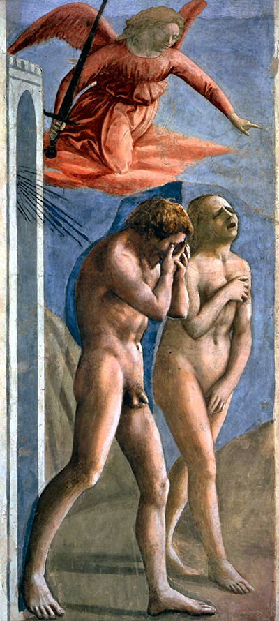 Masaccio - Expulsão do Paraiso 1426-27 Capela Brancacci em Santa Maria del Carmine Após restauro2