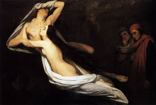 Scheffer, Ary - Os fantasmas de Paulo e Francesca aparecem a dante e Virgilio 1835 Wallace Collection